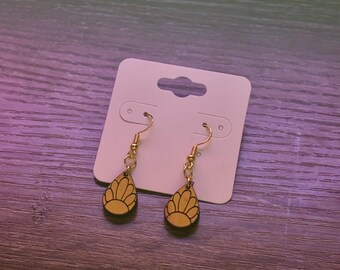 Wooden Sunflower Earrings