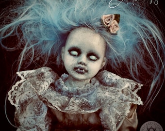 Muñeca Diosa Vampiro Gótica OOAK Arte Oscuro Terror Fantasma Espeluznante Coleccionable