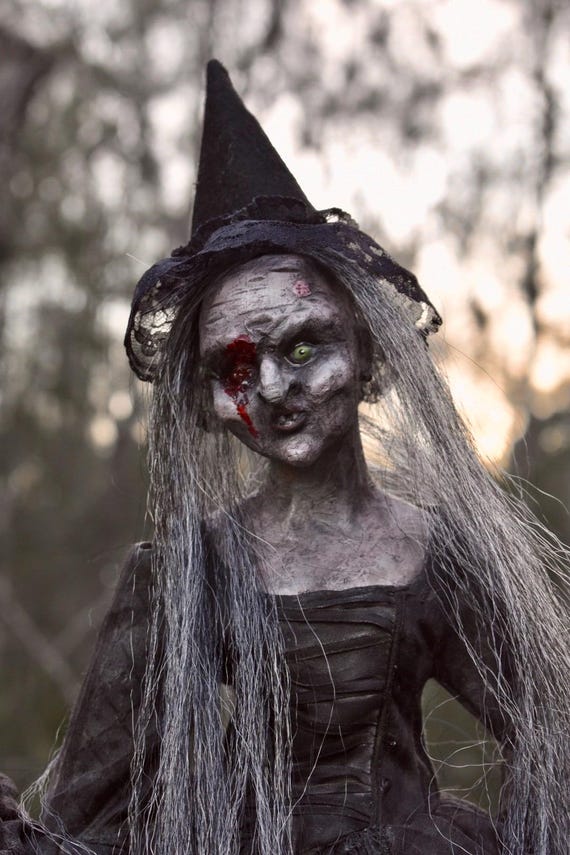 Creepy Witch Doll: OOAK Macabre Art, Dark Whimsical Halloween