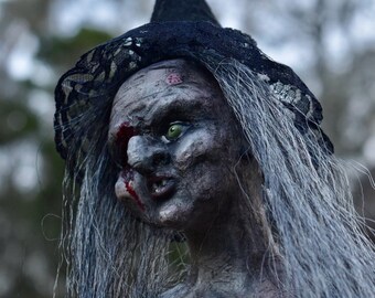 Creepy Witch Doll: OOAK Macabre Art, Dark Whimsical Halloween
