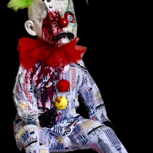 Clown Horror Baby Doll Gore,Ooak Altered Weird Fantasy Ceature,Demon Dark Ghoul Art Prop, Spooky Strange Rare Collectible,Oddity Bloody Gift