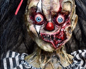 OOAK Horror Clown Girl Doll Dark Art Collectible