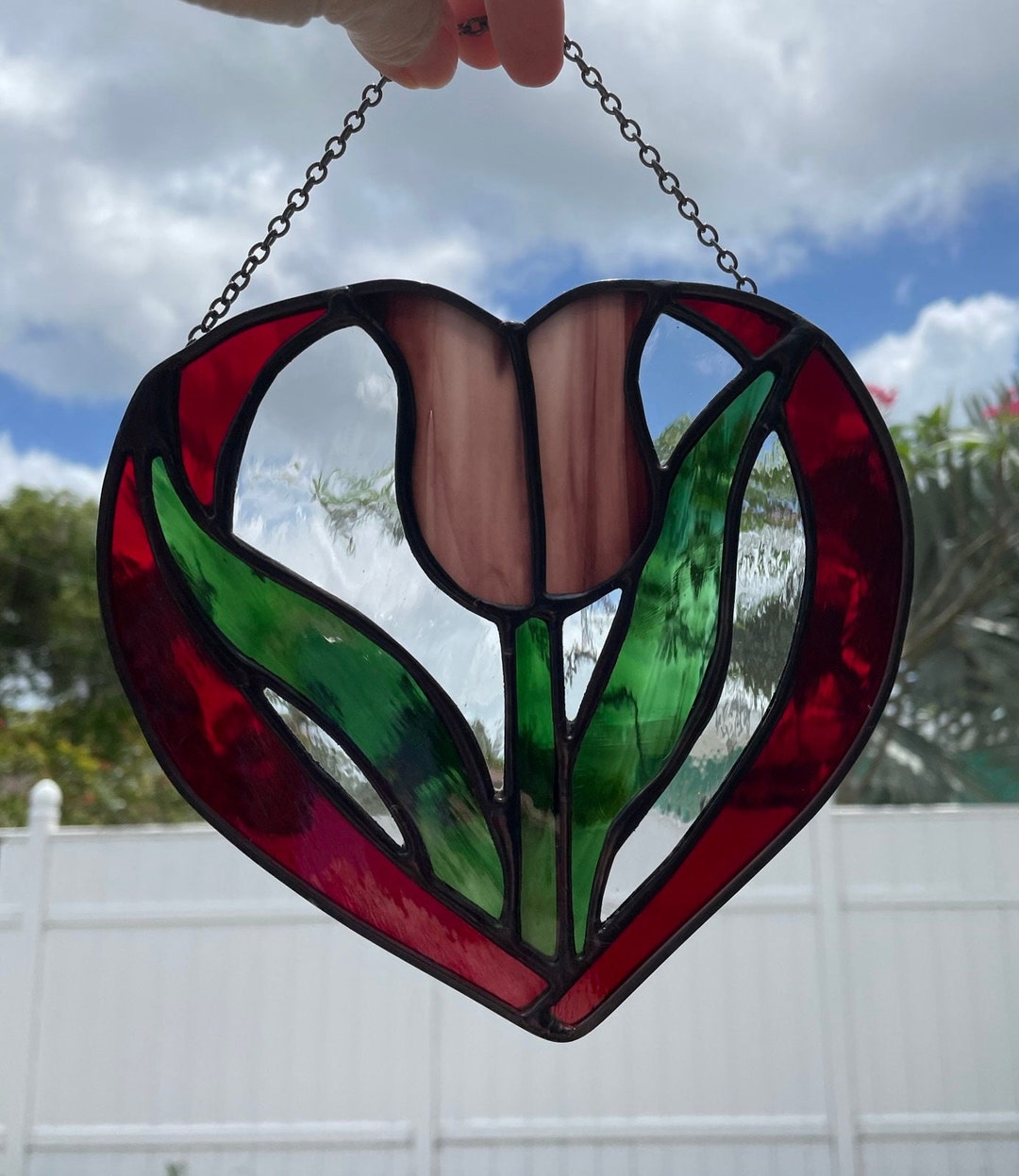 Stained Glass Tulip Suncatcher Etsy