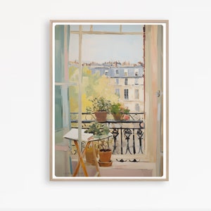 Montmartre Paris Print, View Through Window, Montmartre Balcony View, Artist Room, Paris Travel Wall Art , Instant download