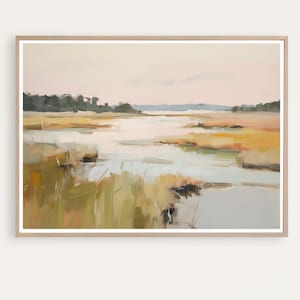 Coastal Marsh Landscape Print, Marshland Painting, Wetlands Print, Landscape Wall Art, Instant Download