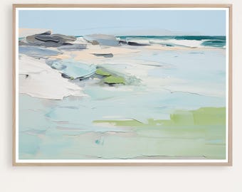 Abstract Seascape Painting: Coastal Blue Wall Art (Digital Download