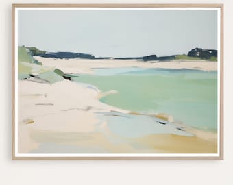Abstract Beach Painting: Calm Coastal Seascape Art (Digital Download)