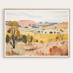 Large Abstract Landscape Print, Watercolor landscape Painting, Pink Landscape Print, Australian landscape, Digital Download