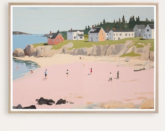 Vintage New England Beach Print: Coastal Seascape Wall Art (Digital Download)