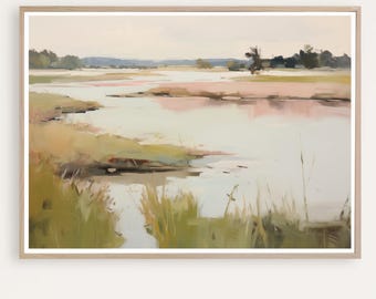 Marsh Landscape Watercolor Print: Coastal Home Decor (Digital Download)