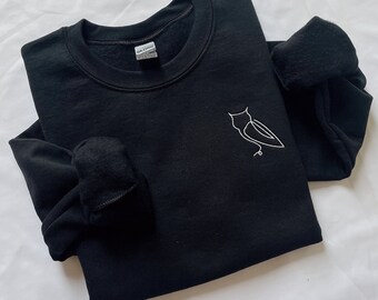 Owl Embroidered Unisex Sweatshirt Gift | Minimal One Stroke Line Art