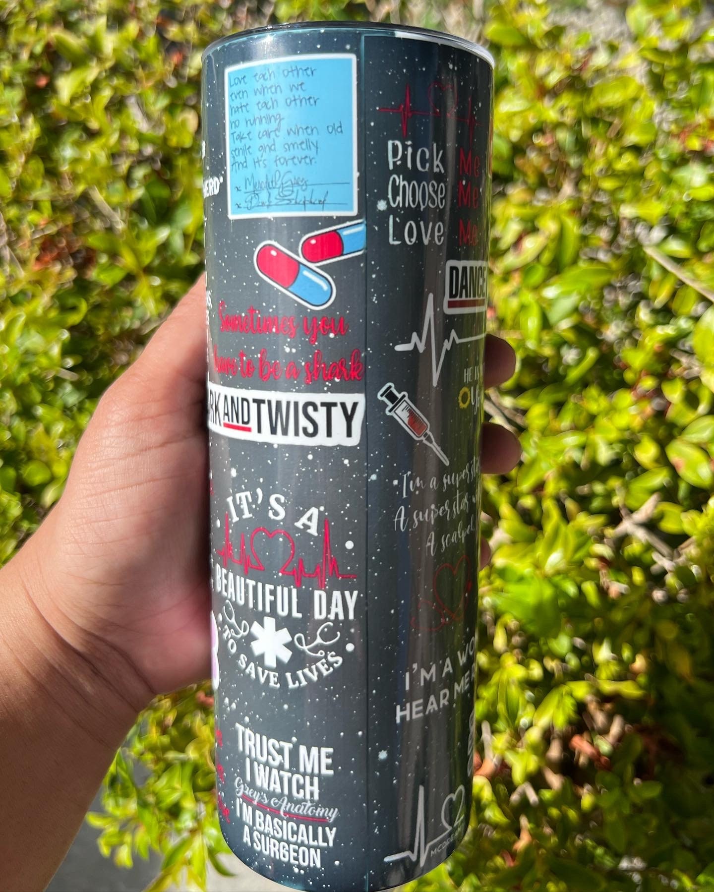 Greys Anatomy Tumbler, Greys Anatomy Gift, Skinny Tumbler, Gift for Her