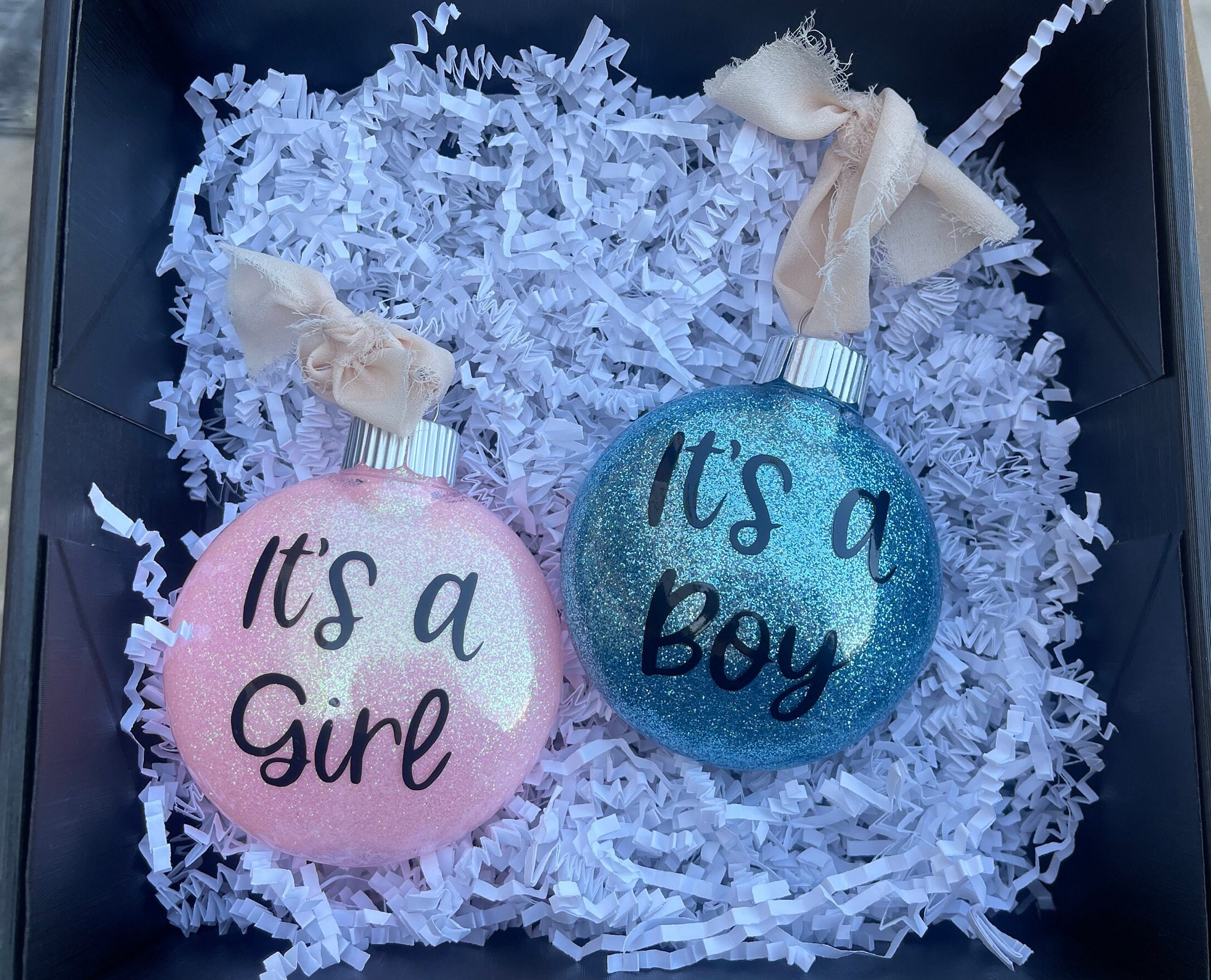 Gender Reveal Christmas Ornaments 