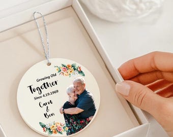 Couples Christmas Ornament, Growing Together Keepsake, Personalized Couple Ornament, Anniversary Gift, Christmas Gift for her Photo Ornament