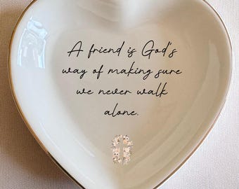 Religious Friend Gift, "A Friend Is God's Way Of Making Sure We Never Walk Alone," Chinoiserie Cross, Christian Gift for Friend, Friendship