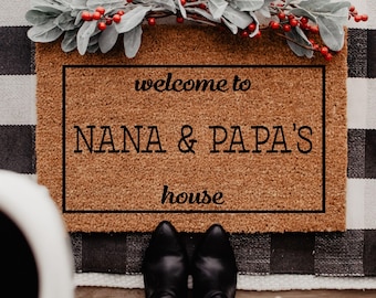 Nana and Papa's House Doormat, Personalized Doormat, Gift for Grandparents, Grandparents Gift Ideas, Grandparents Doormat, Nana Papa Gift