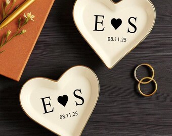 Personalized Wedding Ring Dish, Bridesmaid Gift, Engagement Ring Dish, Wedding Gift for Couple, Bridal Shower Gift, Anniversary Gift for her