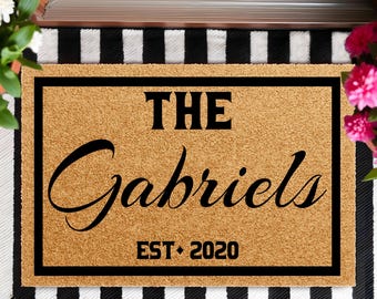 Personalized Custom Door Mat, Welcome Door Mat, Personalized Gift, Established Date Custom Door Mat With Family Name, New Home Gift