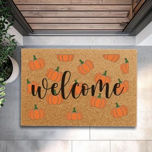 Welcome Pumpkin Doormat, Autumn Doormat, Autumn Welcome Mat, Pumpkin Doormat, New Home Gift, Pumpkin Spice Mat, Welcome Door Mat