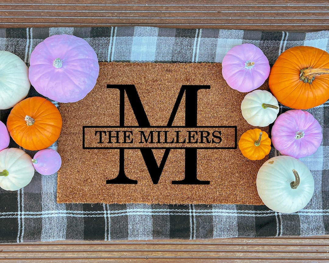 Personalized Family Name Door Mat, Housewarming Gift, Custom Door Mat, Custom Last Name Mat, Personalized Initial Door Mat, Wedding Gift - Large 24"-36"