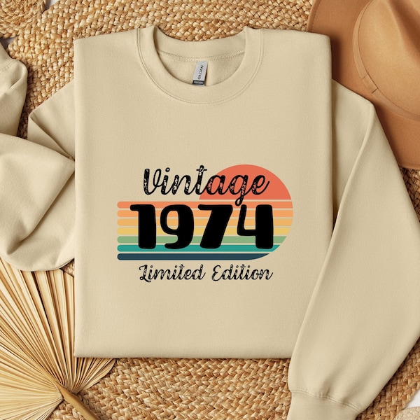 50th Birthday Sweatshirt, Vintage Sweatshirt, Vintage 1974 Sweatshirt, 50th Birthday Gift for Women, 50th Birthday Sweatshirt Men