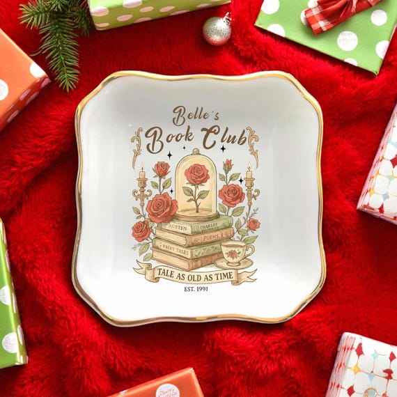 Book Club Ring Dish, Personalized Jewelry Dish, Literary Gift, Book Lover Gift, Custom Ring Holder, Unique Book Club Gift, Bookish Dish Gift