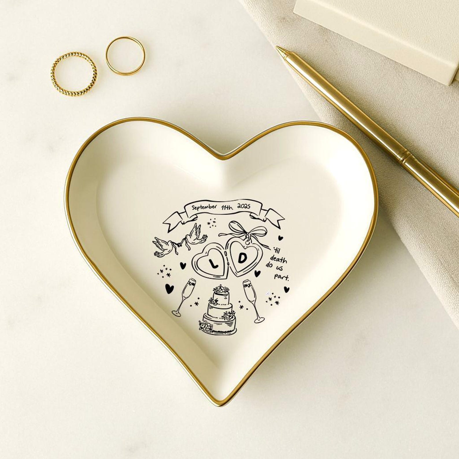 Custom Wedding Engaged Ring Dish, Personalized Engagement Ring Holder ...