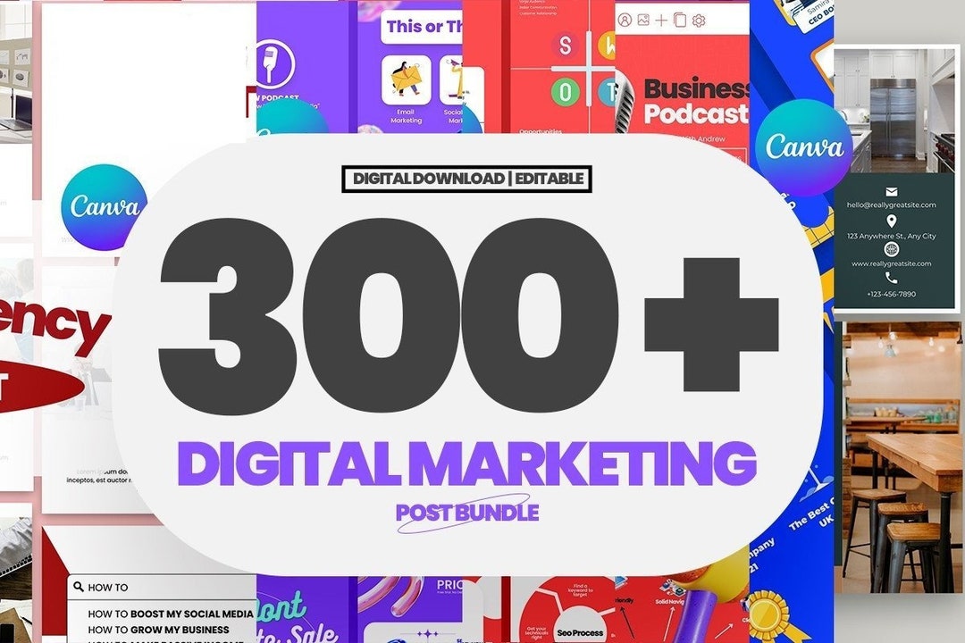 300 Canva Instagram Post and Story Digital Marketing Templates Canva ...