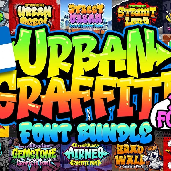 Urban Graffiti Font Bundle, Graffiti Font, Graffiti Letters, Urban Font, Street Font, Hip hop font, Graffiti Alphabet, Graffiti art