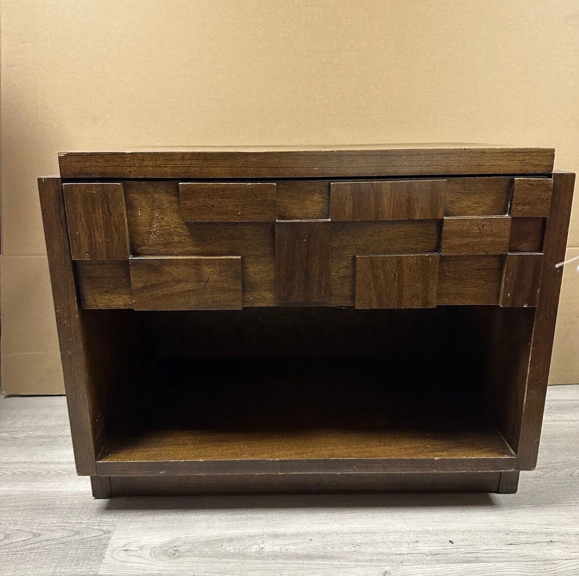 1970s Brutalist Lane Furniture Mosaic Bedside Table Nightstand Etsy