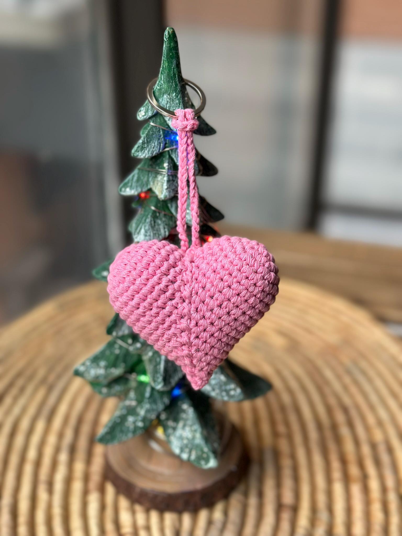 Portachiavi Cuore Rosso Uncinetto Amigurumi Cuore Regalo per Gli Amici