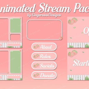 Animated Pink Peach Twitch Stream Overlay Package