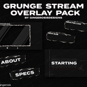 Grunge Twitch Stream Overlay Package | Stream Overlays | Panels | Webcam Borders | Scenes | Alerts