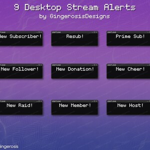 Desktop Style Twitch Stream Alerts Package | Alerts | Stream Overlays | Panels | Webcam Borders | Scenes | Animated Overlays