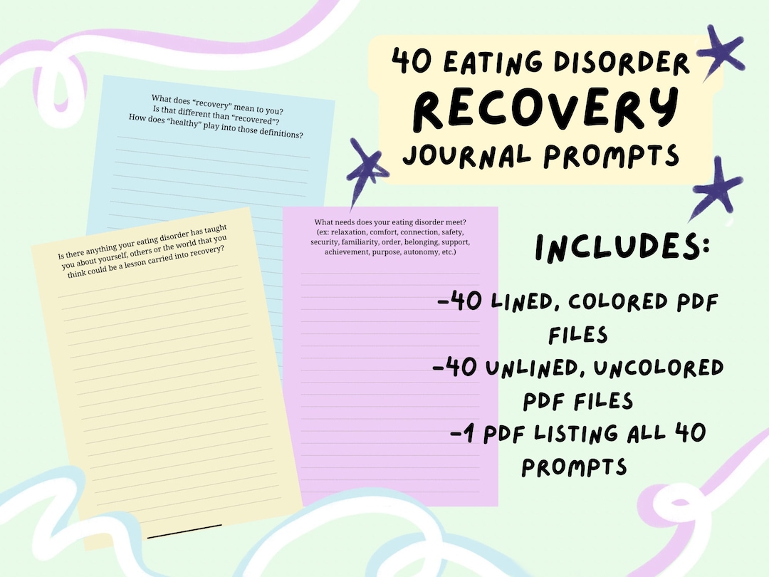 Eating Disorder Recovery Journal Prompts Digital Download, PDF Files