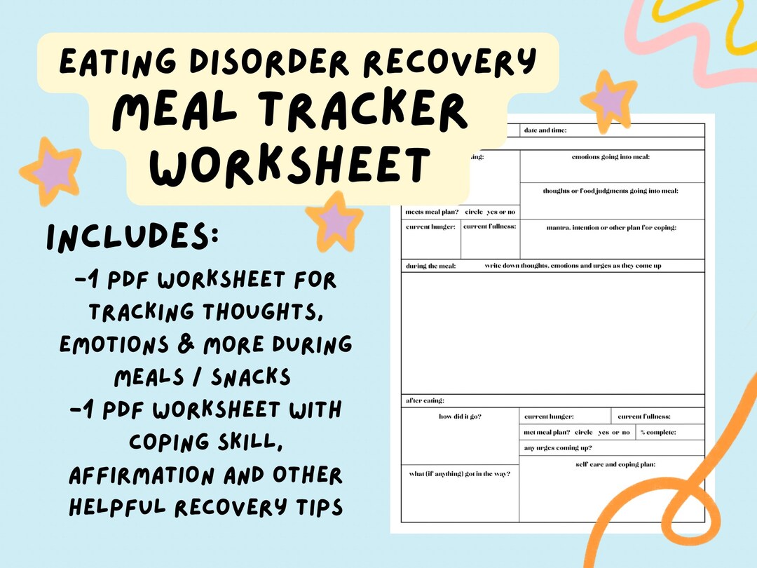 Eating Disorder Recovery Meal Tracker Worksheet / Thought Etsy