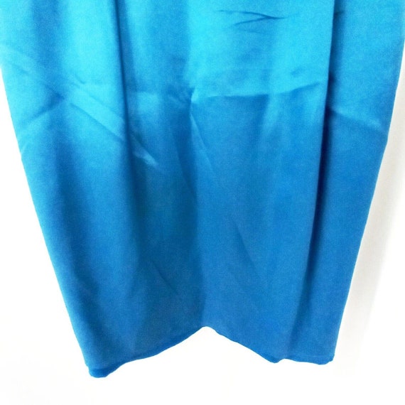 Vintage No Label 100% Silk Blue Pencil Cut Lined … - image 9