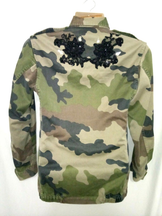 Stylish Bling Military Black Embroidered Flowers … - image 10