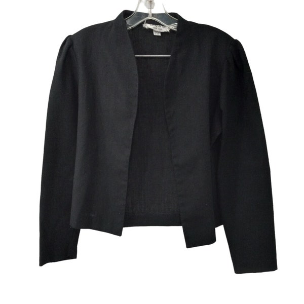 Vintage 1960's Act I Simple Black Shorty Cropped Cardigan Blazer Sz-S