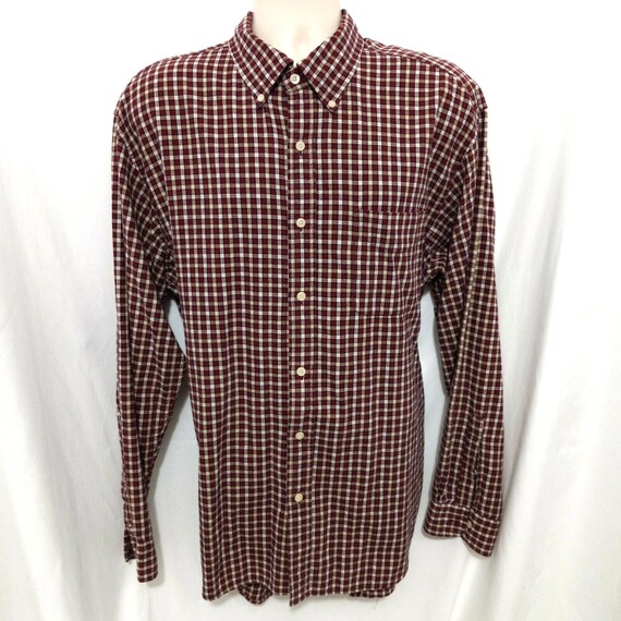 J Crew Flannel Checkered Red White Long Sleeve Bu… - image 2