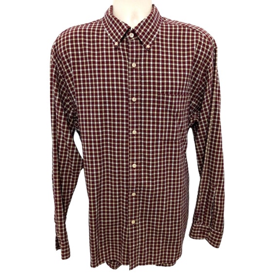 J Crew Flannel Checkered Red White Long Sleeve Bu… - image 1