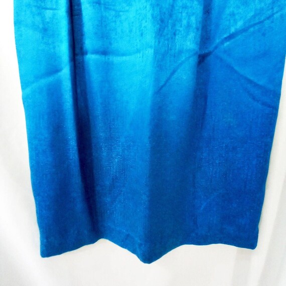 Vintage No Label 100% Silk Blue Pencil Cut Lined … - image 3