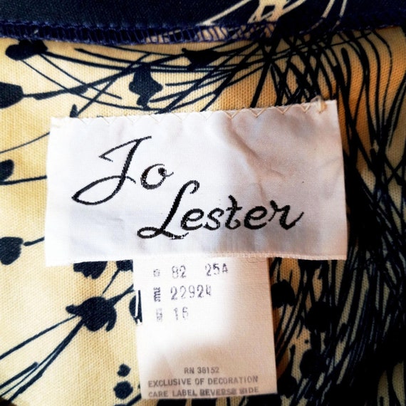 Vintage 1960's Jo Lester Tan & Black Floral Print… - image 10