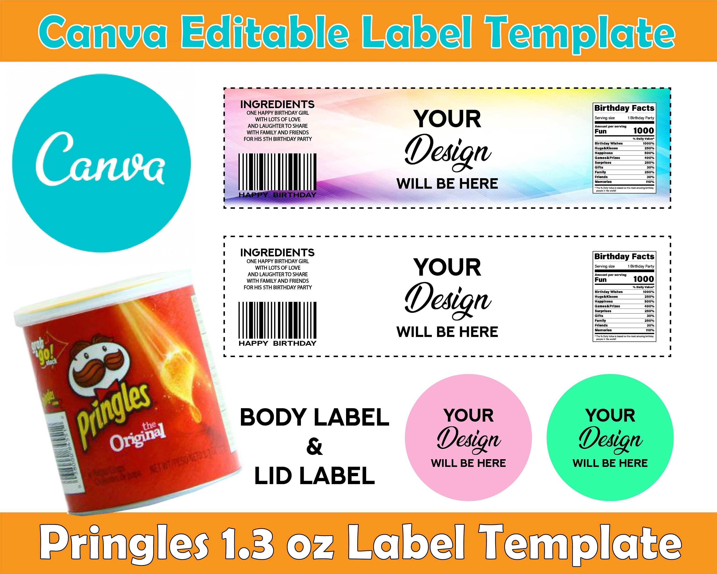 Pringles 1.3 Oz Labels Template Canva Editable Template Etsy UK