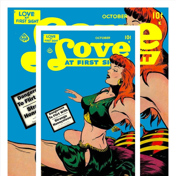 romance writers of canada magazine Retro Comics Lady Hero & Romance Magazine Poster Printable x Print at Home Digital Download x DIY Wall Art x 500dpi Files