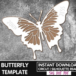 Modèle de papillon SVG, DXF et PDF imprimable