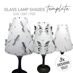 Wineglass Paper Lampshade SVG template, Silhouette dxf, Cricut svg, pdf print, DIY wineglass lamp shade