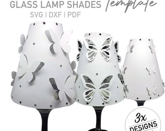 Wineglass Paper Lampshade SVG template, Silhouette dxf, Cricut svg, pdf print, DIY wineglass lamp shade