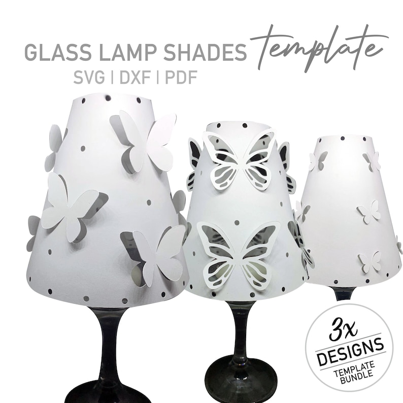 Wineglass Lampshade SVG Template, Silhouette, Cricut, Dxf, Pdf