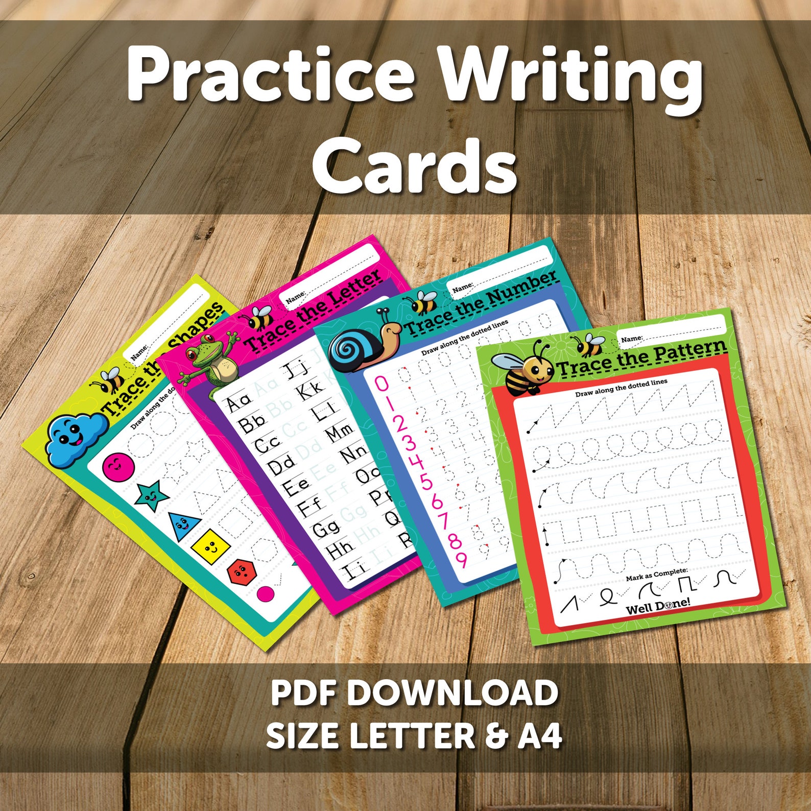 Children's Practice Writing Cards in PDF Download for Print - Etsy